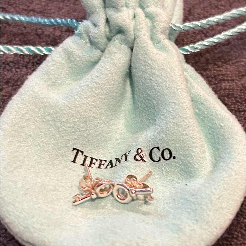 Tiffany & Co Sterling Silver key earrings